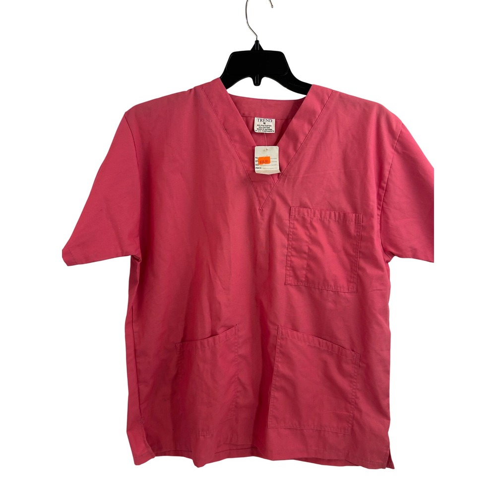 Trend Scrub Top Size M Pink V-Neck 3-Pocket Short Sleeve Women